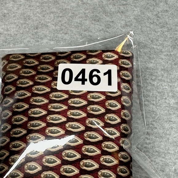 Stonehenge Necktie Red 100% Silk Geometric Green Paisley Print Handmade - Picture 8 of 8